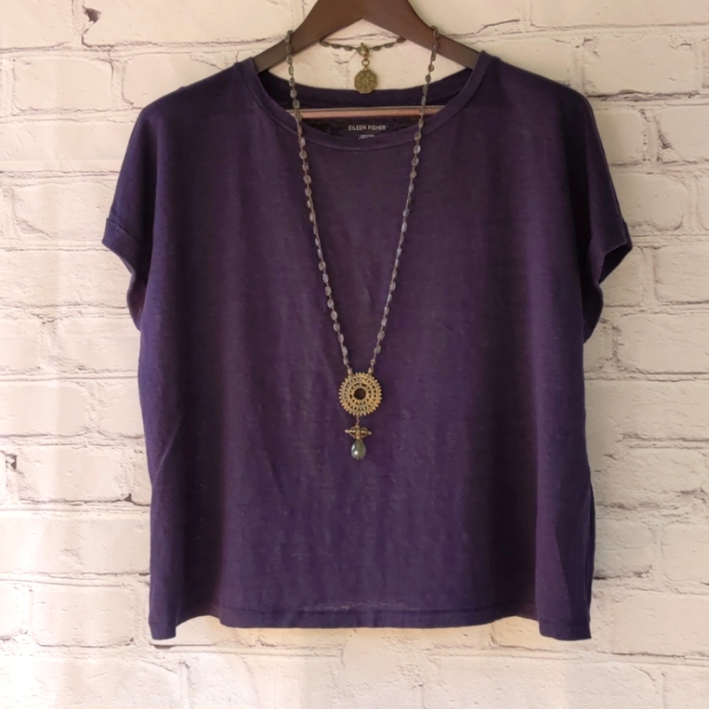 Eileen Fisher Short Sleeve Linen Tee